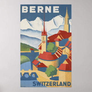 Poster Vintage voyage Berne Suisse