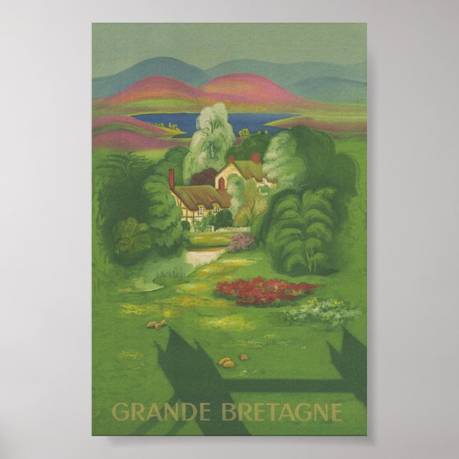 Poster Vintage voyage Bretagne France (Devant)