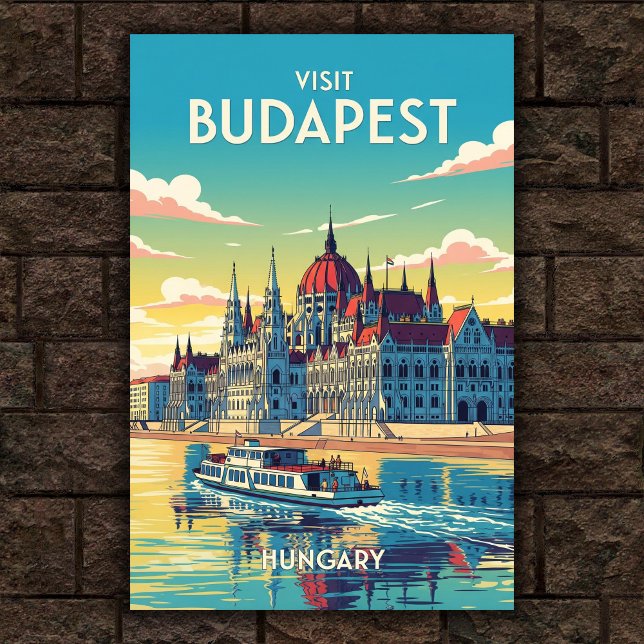 Poster Vintage voyage Budapest, Hongrie 1960 (Créateur téléchargé)