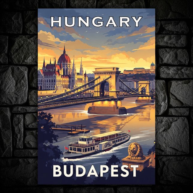 Poster Vintage voyage Budapest, Hongrie 1960 (Créateur téléchargé)