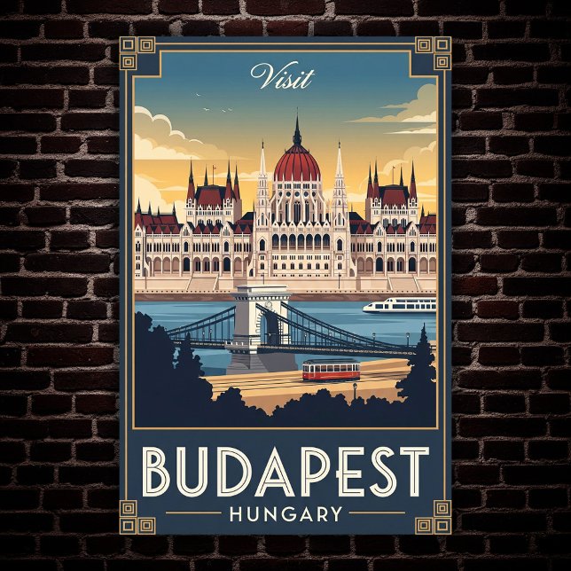 Poster Vintage voyage Budapest, Hongrie 1960 (Créateur téléchargé)