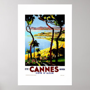 Poster Vintage voyage Cannes France