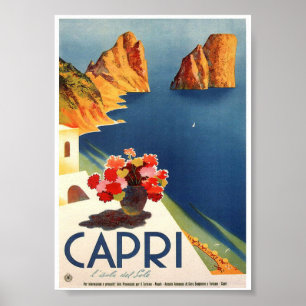 Poster Vintage voyage Capri Retro Imprimer