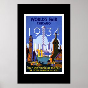 Poster Vintage voyage Chicago World's Fair 1934 2
