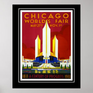 Poster Vintage voyage Chicago World's Fair Large