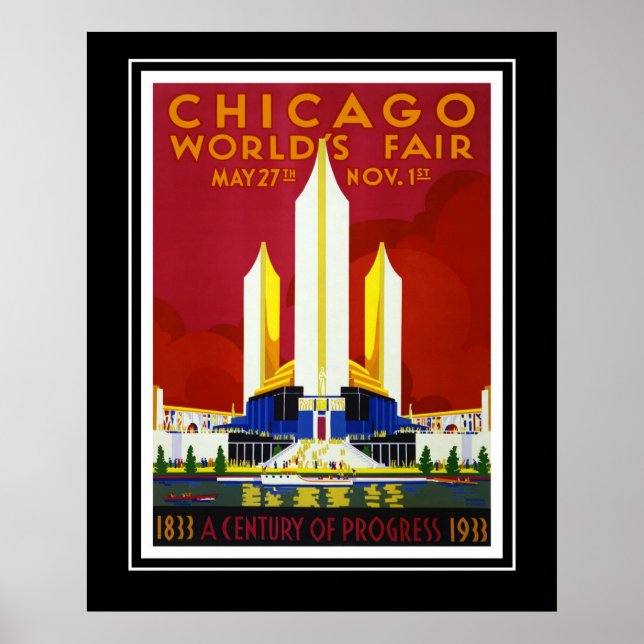 Poster Vintage voyage Chicago World's Fair Large (Devant)