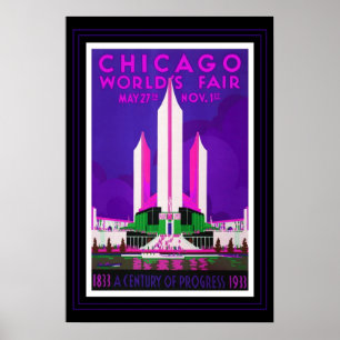 Poster Vintage voyage Chicago Worlds Fair Recolor