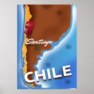 poster Vintage voyage chilien santiago