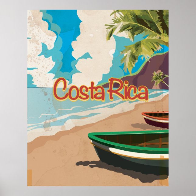 Poster Vintage voyage Costa Rica Beach
