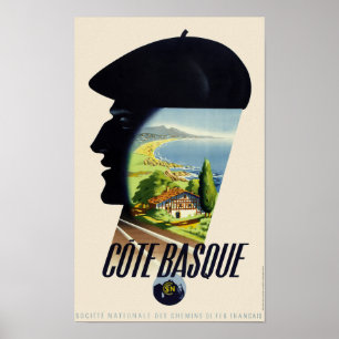 Poster Vintage voyage Côte Basque France