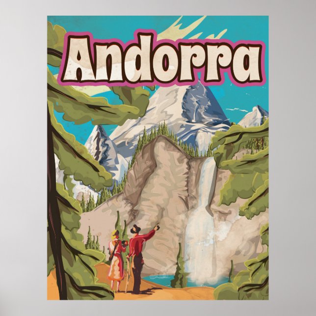 Poster Vintage voyage d'Andorre (Devant)