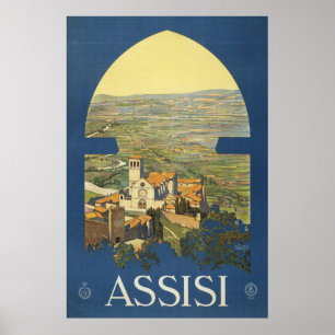 Poster Vintage voyage D'Assise, Italie