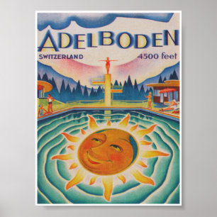Poster Vintage voyage de Adelboden Suisse