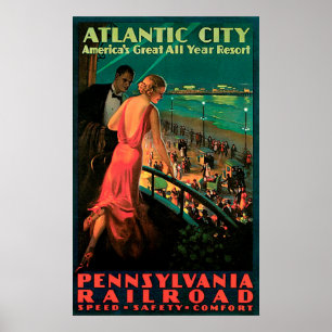 Poster Vintage voyage de Atlantic City New Jersey