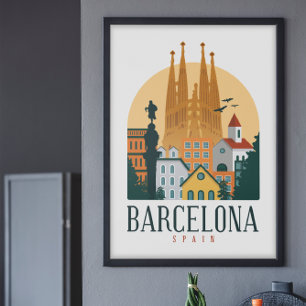 Poster Vintage voyage de Barcelone