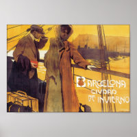 Poster Vintage voyage de Barcelone