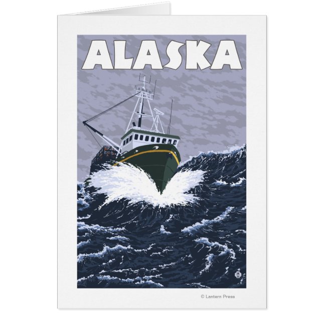 Poster Vintage voyage de bateau de l'Alaska (Devant)