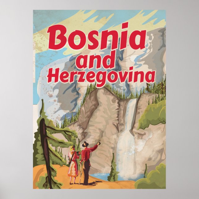 Poster Vintage voyage de Bosnie-Herzégovine (Devant)