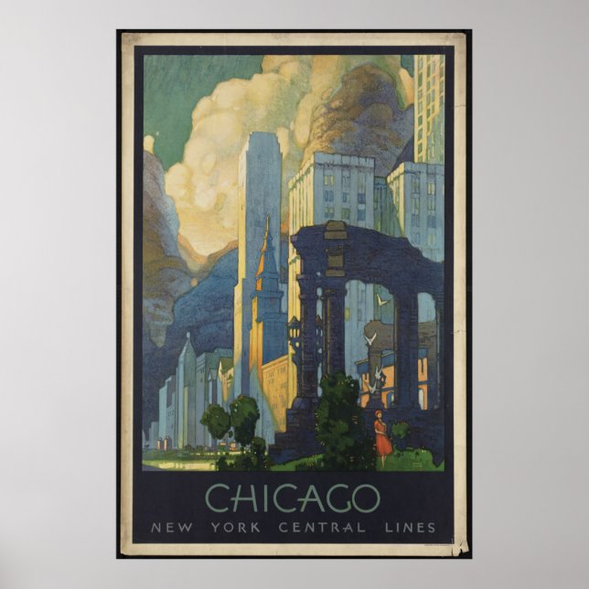 Poster Vintage voyage de Chicago et Imprimés rétro (Devant)