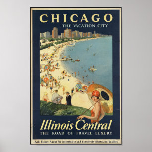 Poster Vintage voyage de Chicago, Illinois