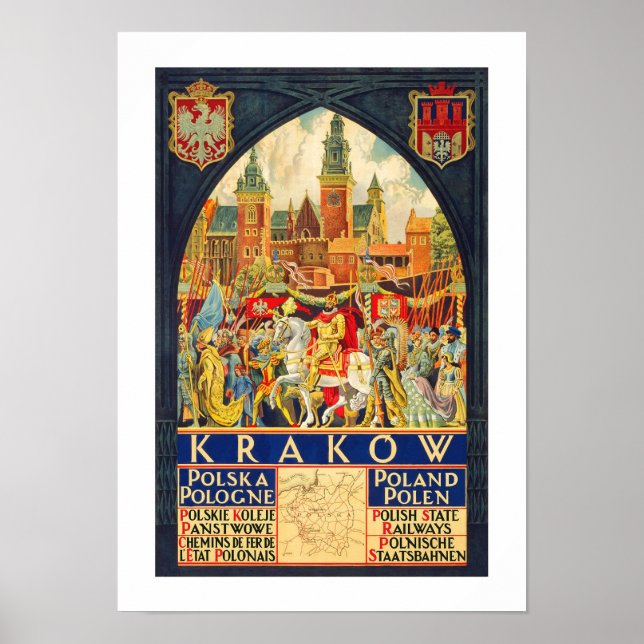 Poster Vintage voyage de Cracovie (Devant)