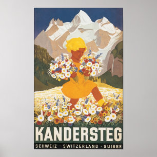Poster Vintage voyage de Kandersteg Suisse