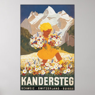 Poster Vintage voyage de Kandersteg Suisse