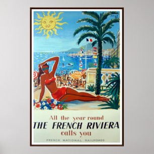 Poster Vintage voyage de la Côte d'Azur