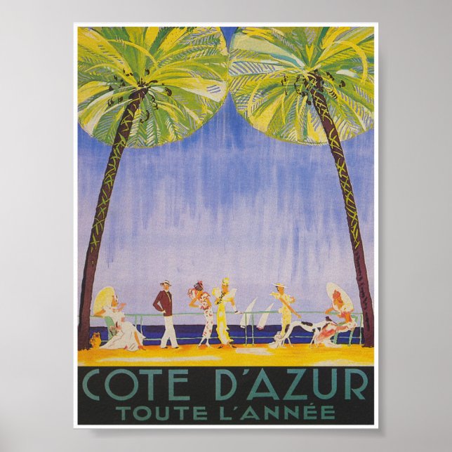 Poster Vintage voyage de la Côte d'Azur France (Devant)