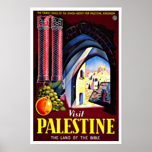 Poster Vintage voyage de la Palestine de visite