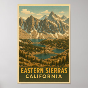 Poster Vintage voyage de la Sierra orientale de Ca