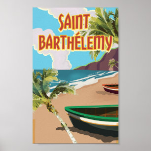 Poster Vintage voyage de l'île Saint-Barthélemy