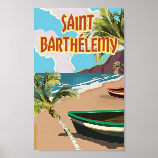 Poster Vintage voyage de l'île Saint-Barthélemy (Devant)