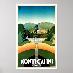 Poster Vintage voyage de Montecatini Toscane Italie