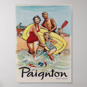 Poster Vintage voyage de Paignton Royaume-Uni