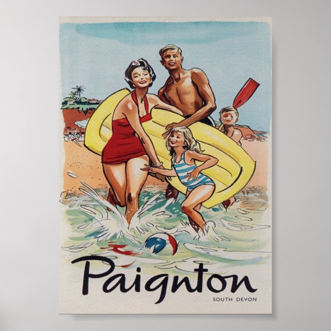 Poster Vintage voyage de Paignton Royaume-Uni (Devant)