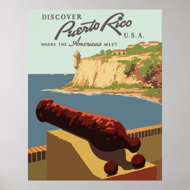 Poster Vintage voyage de Porto Rico (Devant)
