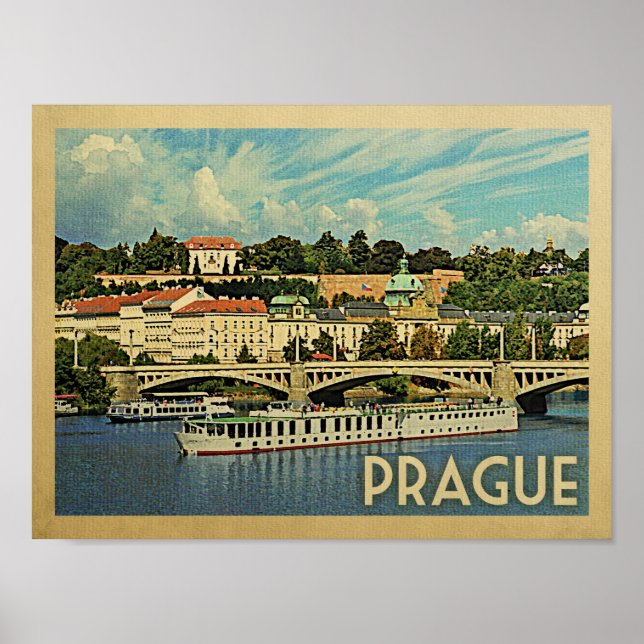 Poster Vintage voyage de Prague (Devant)