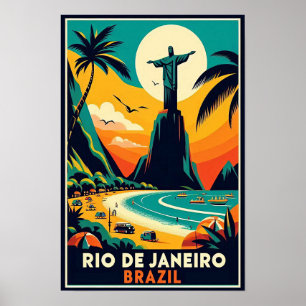 Poster Vintage voyage de Rio de Janeiro Brésil