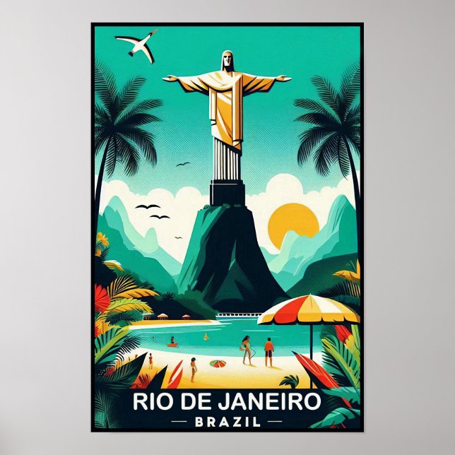 Poster Vintage voyage de Rio de Janeiro Brésil (Devant)