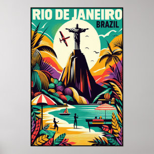 Poster Vintage voyage de Rio de Janeiro Brésil