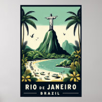 Poster Vintage voyage de Rio de Janeiro Brésil