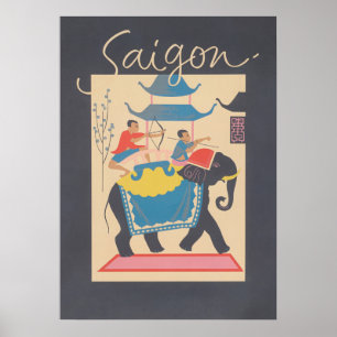 Poster Vintage voyage de Saigon Vietnam