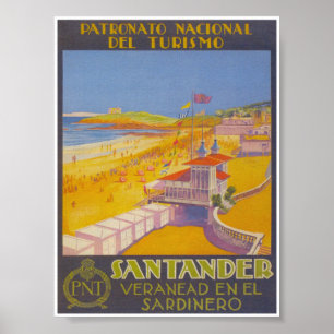 Poster Vintage voyage de Santander Espagne