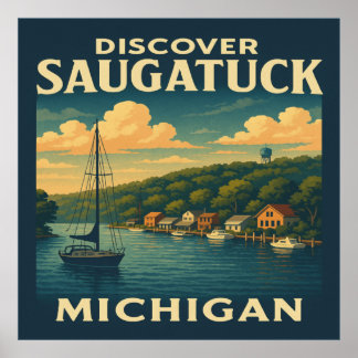 Poster Vintage voyage de Saugatuck Michigan
