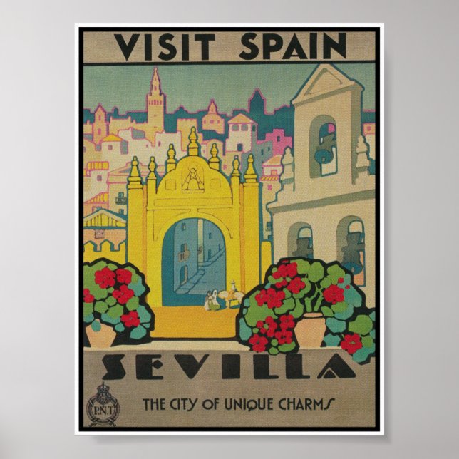 Poster Vintage voyage de Séville Espagne (Devant)