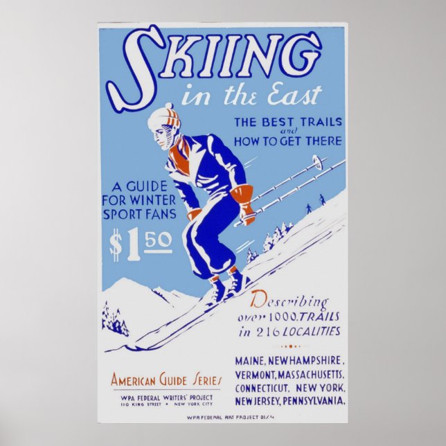 Poster Vintage voyage de ski et imprimés rétros (Devant)