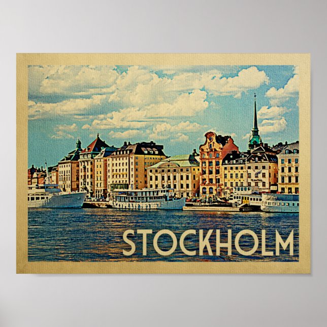 Poster Vintage voyage de Stockholm (Devant)