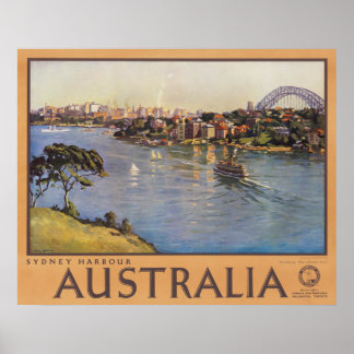 Poster Vintage voyage de Sydney Harbour Australie