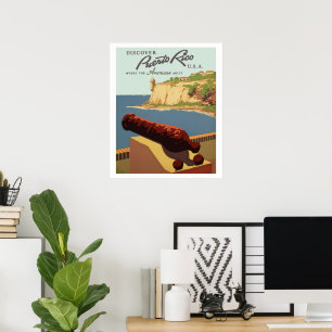 Poster Vintage voyage, Découvrez Porto Rico !